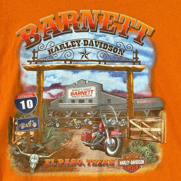 Harley Davidson Motorcycles Texas Barnet T Shirt Sz L Graphic Biker Rebel Grunge - Picture 3 of 6